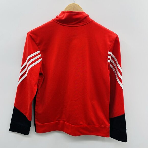 Adidas Youth Boys Large 10/12 Zippered Color Block Track Jacket in Red/Black 551 - Picture 4 of 7